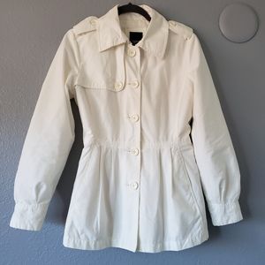 ESPRIT white peplum button up bow coat